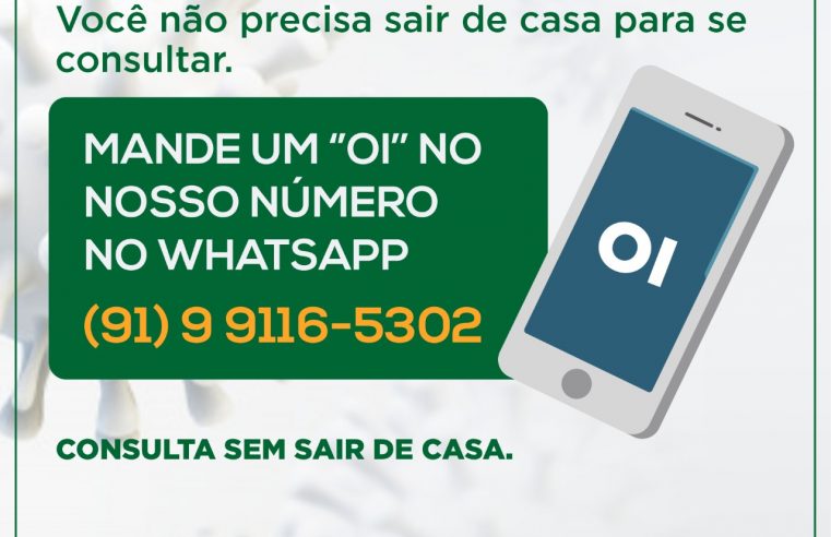 Mande um “oi” no nosso número no Whatsapp: (91) 99116-5302 e faça o diagnóstico do #coronavirus sem sair de casa