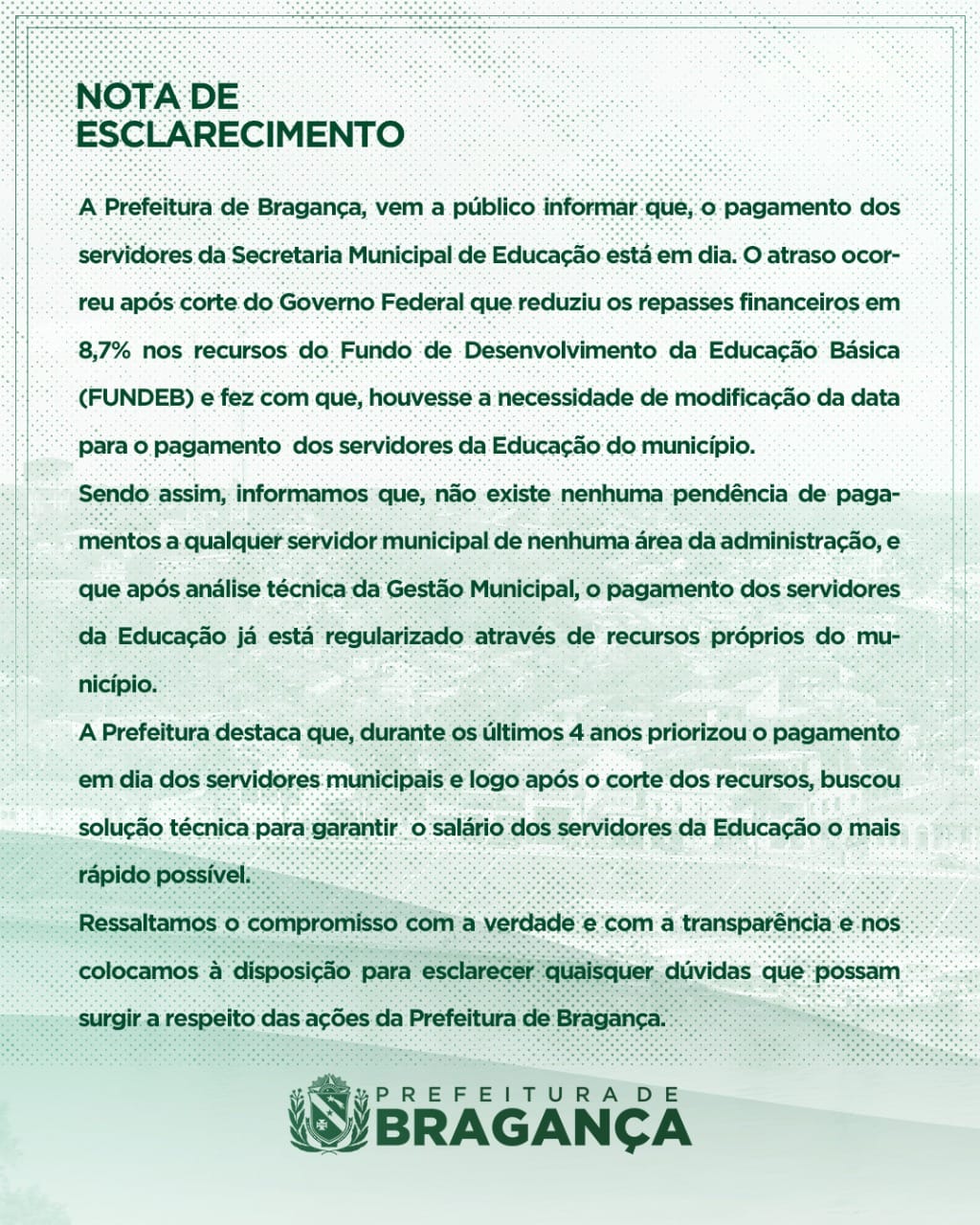 NOTA DE ESCLARECIMENTO