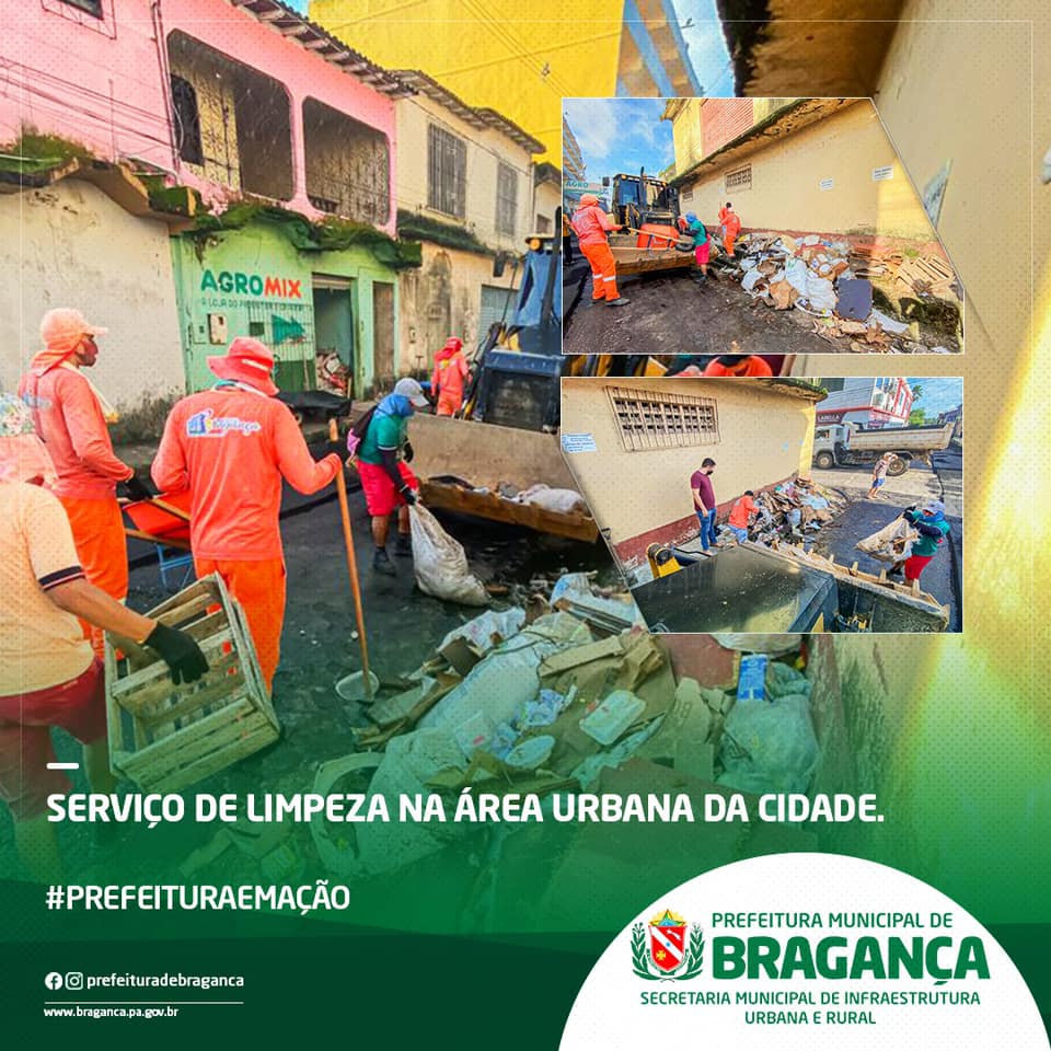 Serviço de limpeza na área urbana da cidade.