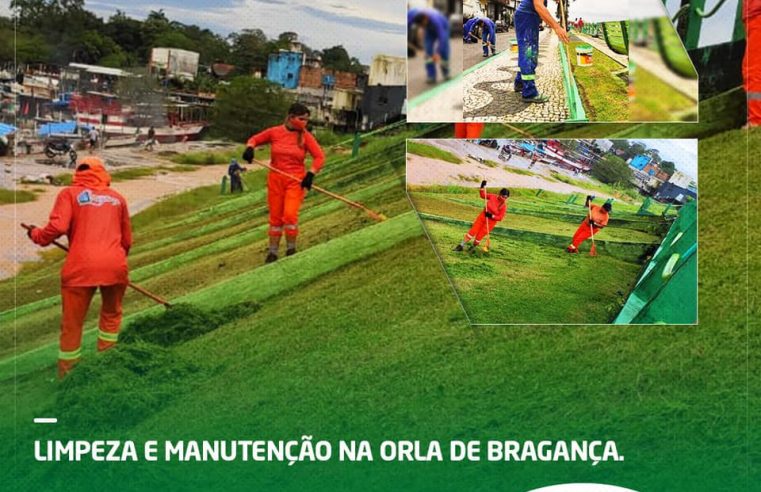 Limpeza e manutenção na Orla de Bragança.