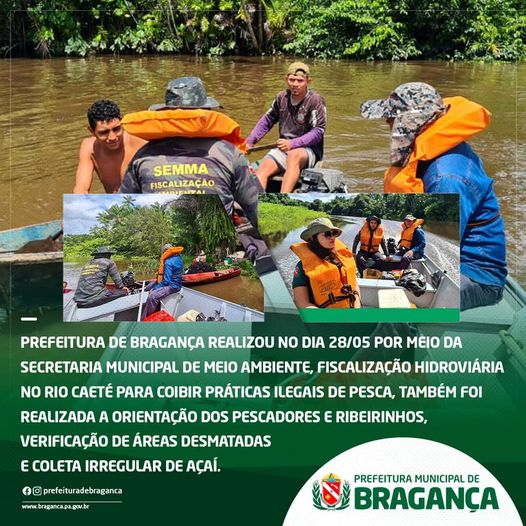 Fiscalização hidroviária no rio caeté para coibir práticas ilegais de pesca.