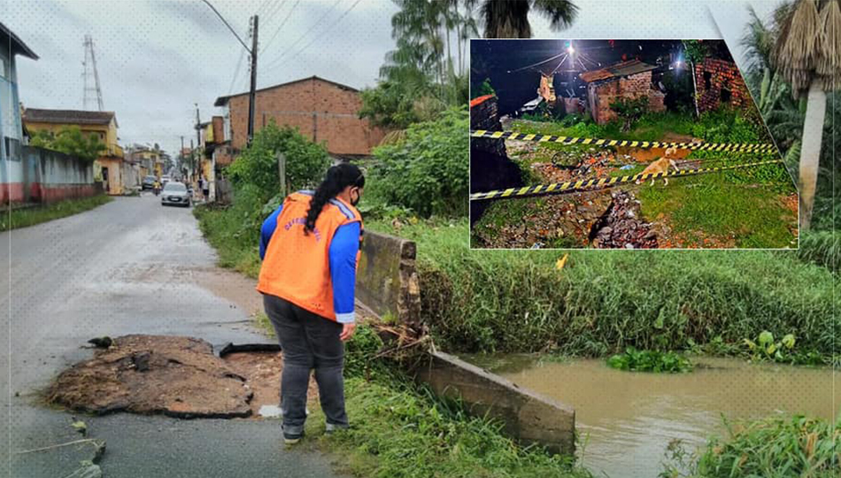 Defesa civil realizou avaliação técnica após registro de chuva de mais 100 mm.