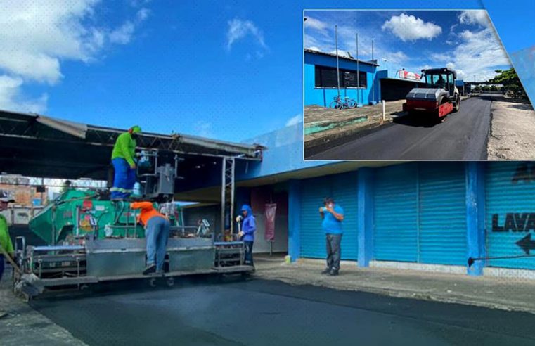 Recapeamento na rua Cônego Miguel, no centro da cidade.