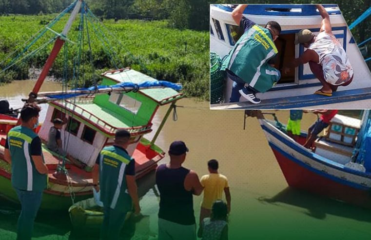 Fiscalização em embarcações de pescado.