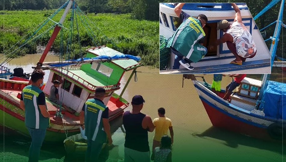 Fiscalização em embarcações de pescado.