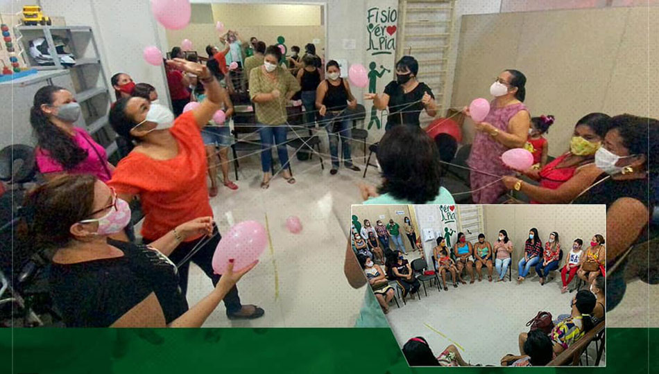 Atividades com mães dos usuários do Centro Especializado em Reabilitação.