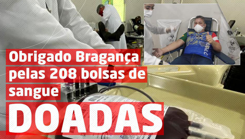 208 bolsas de sangue coletadas.