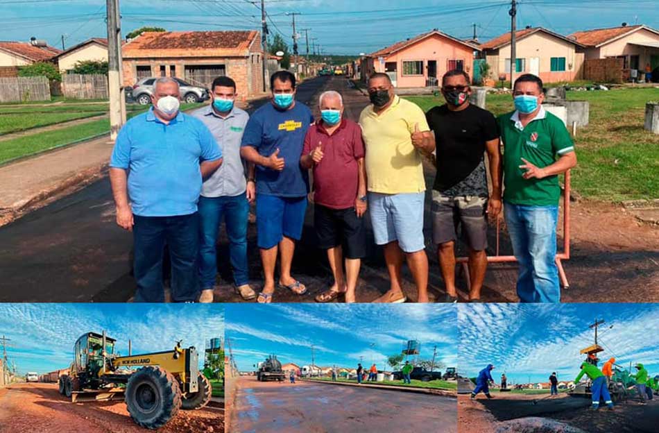 Terraplanagem e recapeamento asfáltico.