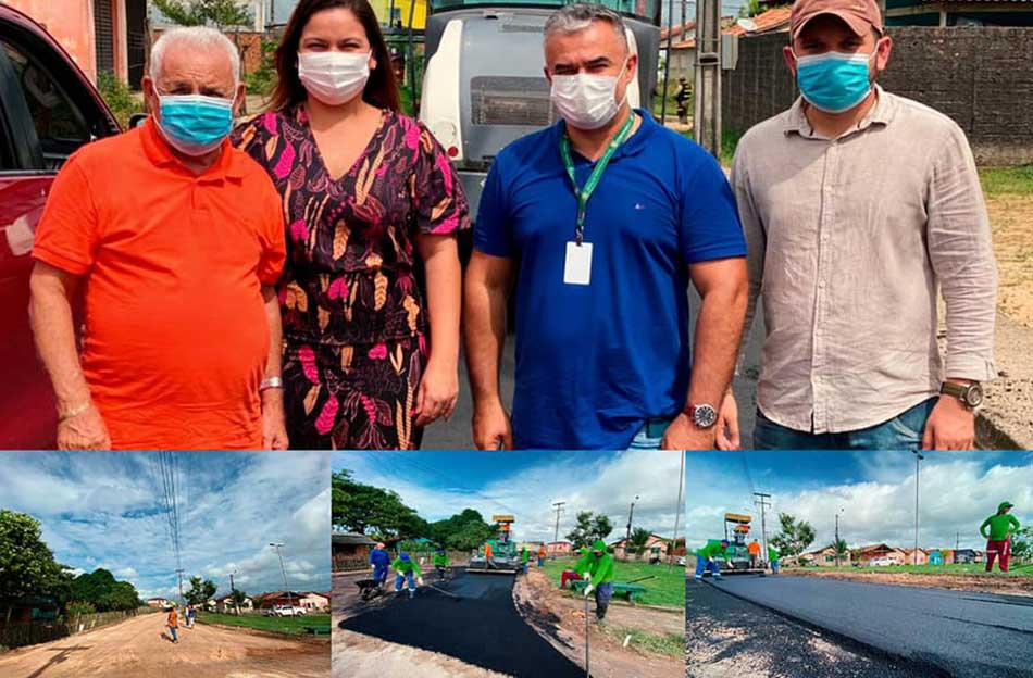 Serviço de pavimentação asfáltica no conjunto João Alves da Mota.
