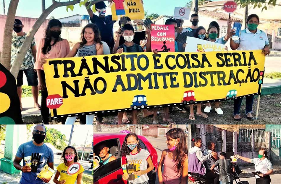 AÇÃO EDUCATIVA DE TRÂNSITO NA PRAÇA DO BAIRRO VILA NOVA.