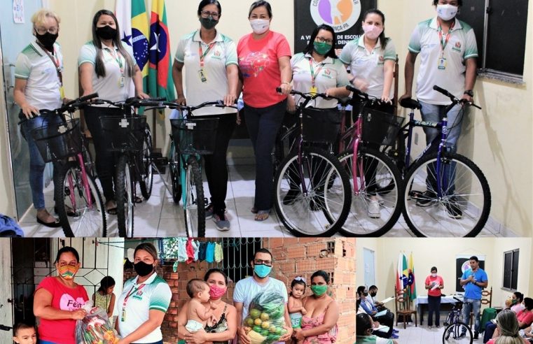 VISITADORES DOMICILIARES DO PROGRAMA CRIANÇA FELIZ RECEBEM BICICLETAS.