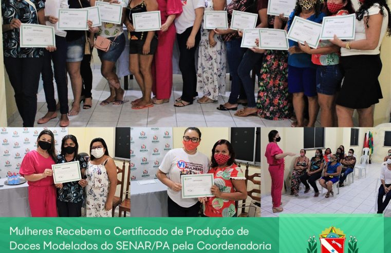 CERTIFICADO DE PRODUÇÃO DE DOCES MODELADOS DO SENAR/PA.