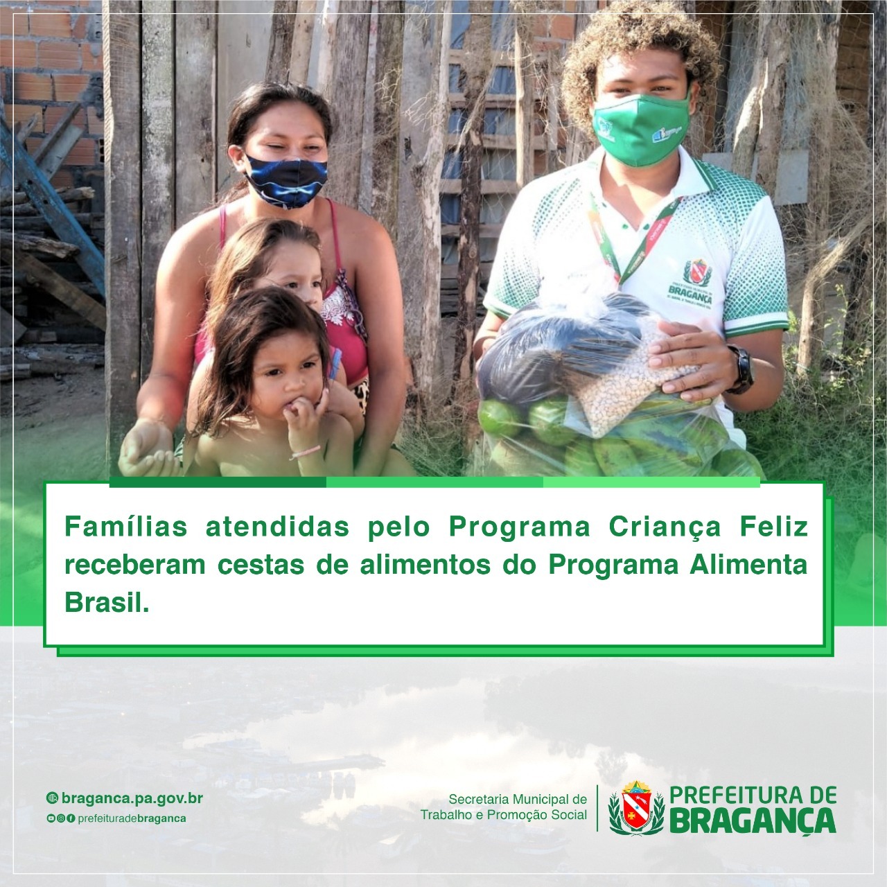 FAMÍLIAS RECEBEM CESTAS DE ALIMENTOS DO PROGRAMA ALIMENTA BRASIL.