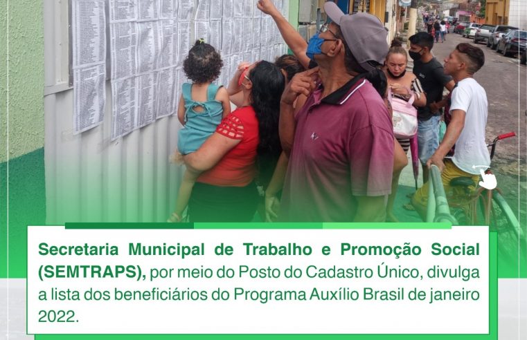LISTA DOS BENEFICIÁRIOS DO PROGRAMA AUXÍLIO BRASIL DE JANEIRO 2022.