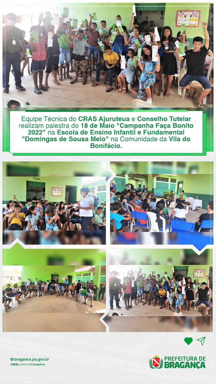 PALESTRA DO 18 DE MAIO NA COMUNIDADE DA VILA DO BONIFÁCIO.