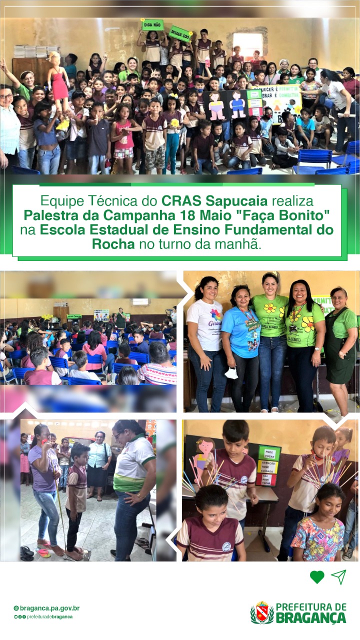 PALESTRA DA CAMPANHA 18 MAIA NA ESCOLA ESTADUAL DE ENSINO FUNDAMENTAL DO ROCHA.