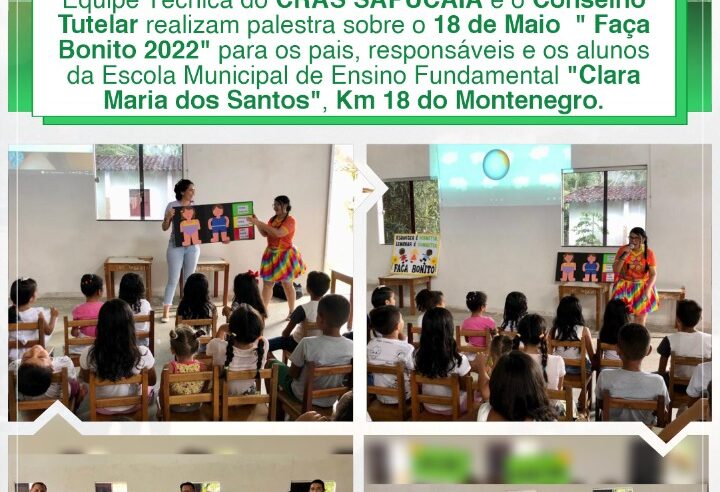 PALESTRA SOBRE O 18 DE MAIO FAÇA BONITO 2022.