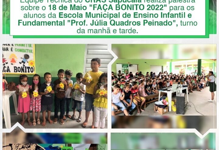 PALESTRA SOBRE O 18 DE MAIO NA ESCOLA PROF. JÚLIA QUADROS PEINADO.
