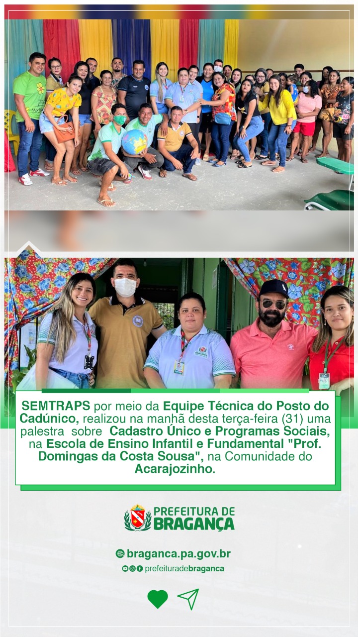 PALESTRA SOBRE CADASTRO ÚNICO E PROGRAMAS SOCIAIS.