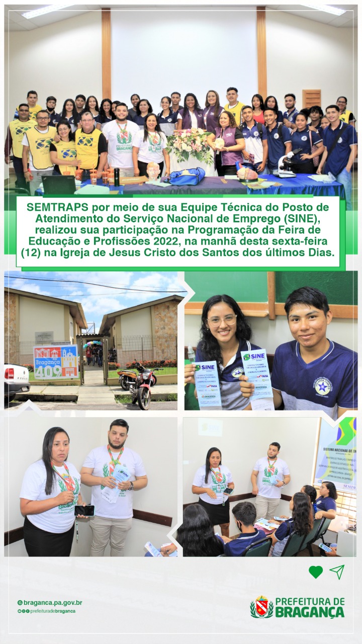 SEMTRAPS PARTICIPA DA PROGRAMAÇÃO DA FEIRA DE EDUCAÇÃO E PROFISSÕES 2022.