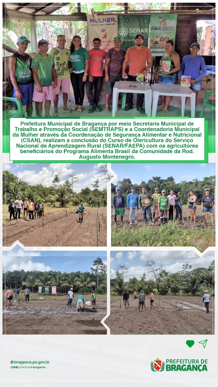 CONCLUSÃO DO CURSO DE OLERICULTURA DO SENAR/FAEPA.