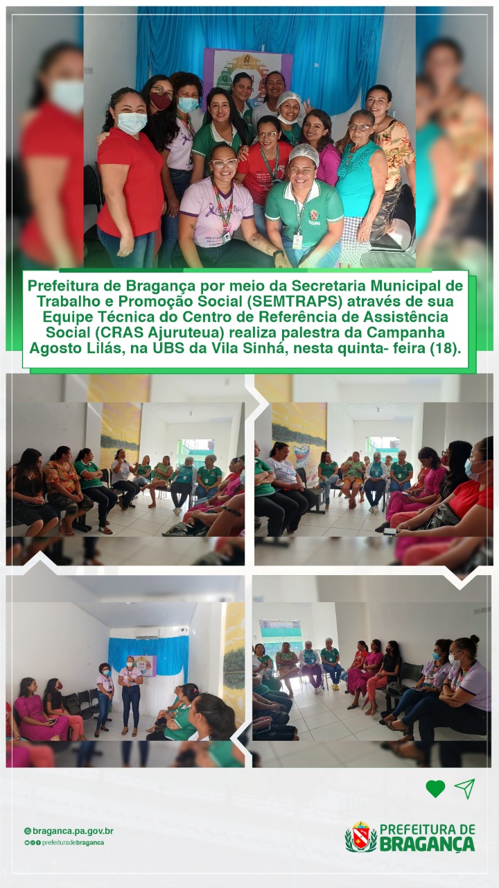 PALESTRA DE CAMPANHA AGOSTO LILÁS, NA UBS DA VILA SINHÁ.