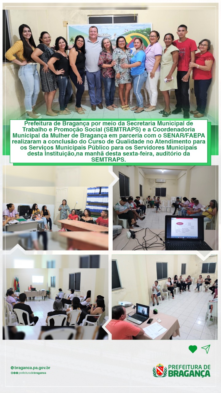 CONCLUSÃO DO CURSO DE QUALIDADE NO ATENDIMENTO PARA OS SERVIÇOS MUNICIPAIS PÚBLICOS PARA OS SERVIDORES MUNICIPAIS