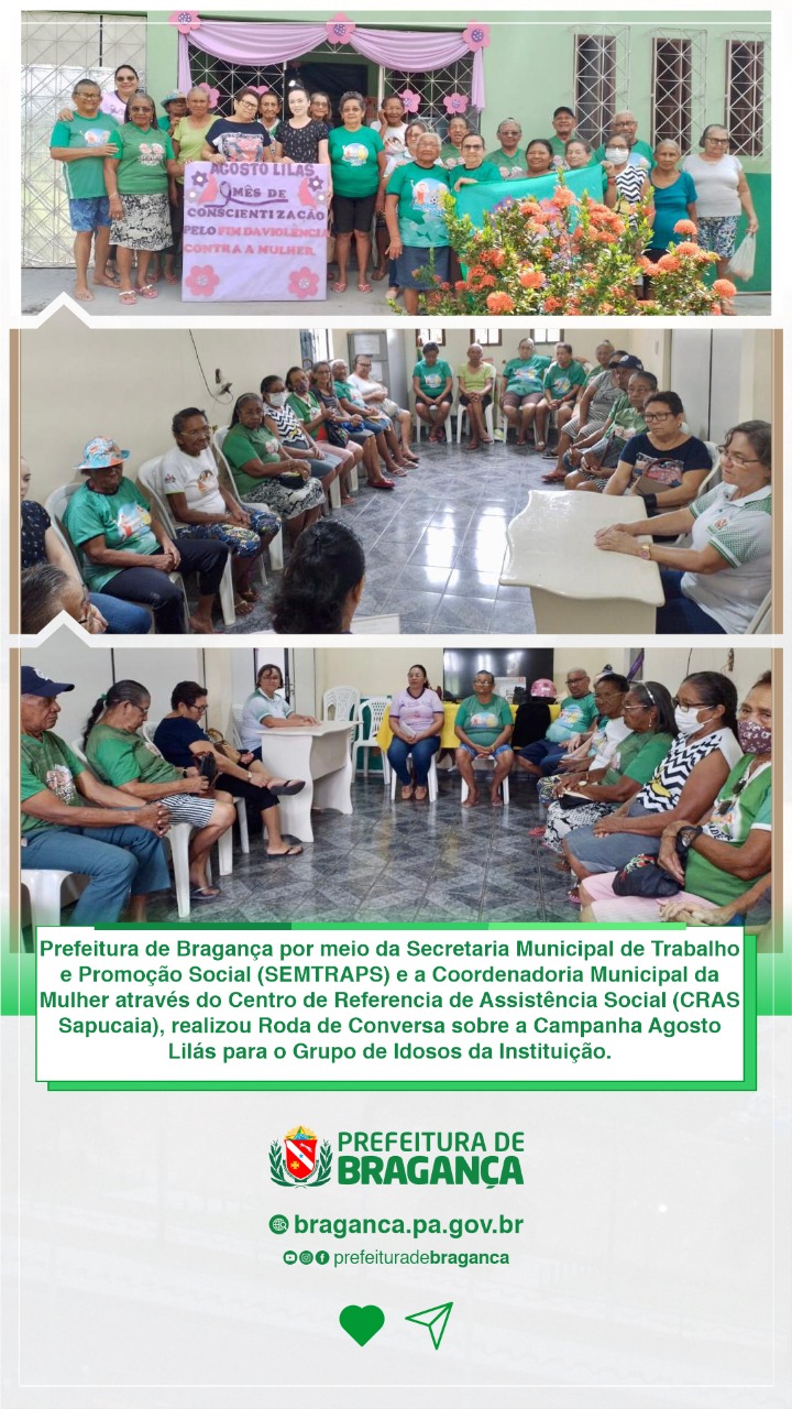 RODA DE CONVERSA SOBRE A CAMPANHA AGOSTO LILÁS PARA O GRUPO DE IDOSOS.