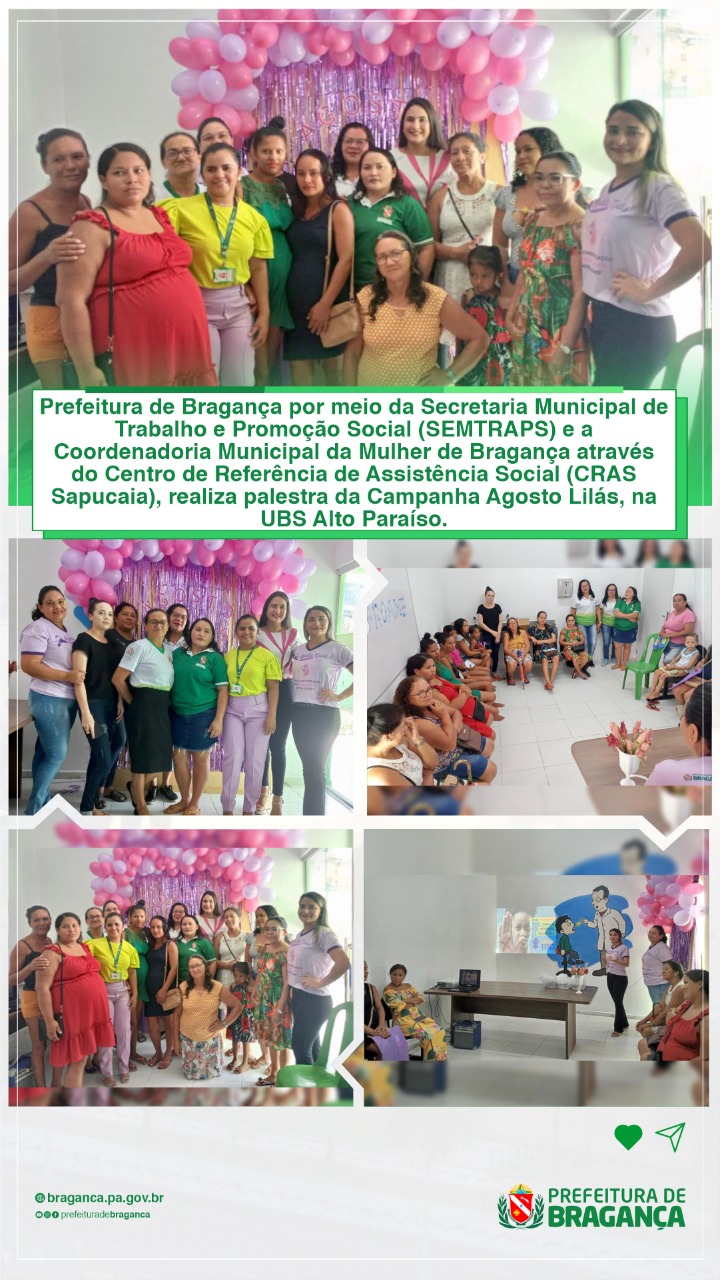 PALESTRA DA CAMPANHA AGOSTO LILÁS NA UBS ALTO PARAÍSO.