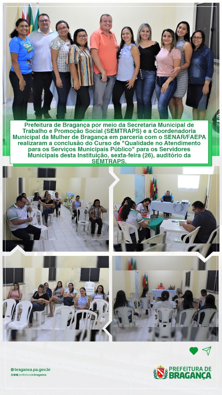 CONCLUSÃO DO CURSO DE QUALIDADE NO ATENDIMENTO PARA OS SERVIÇOS MUNICIPAIS PÚBLICO