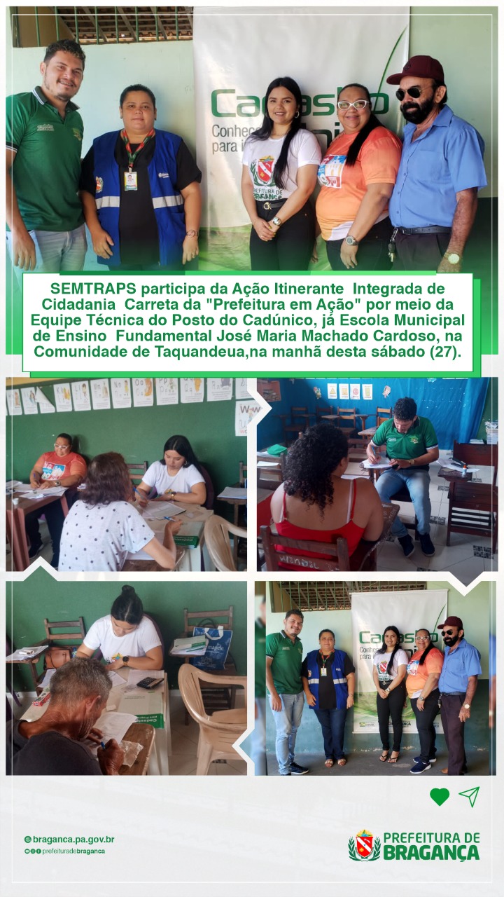 AÇÃO ITINERANTE INTEGRADA DE CIDADANIA NA COMUNIDADE DE TAQUANDEUA.