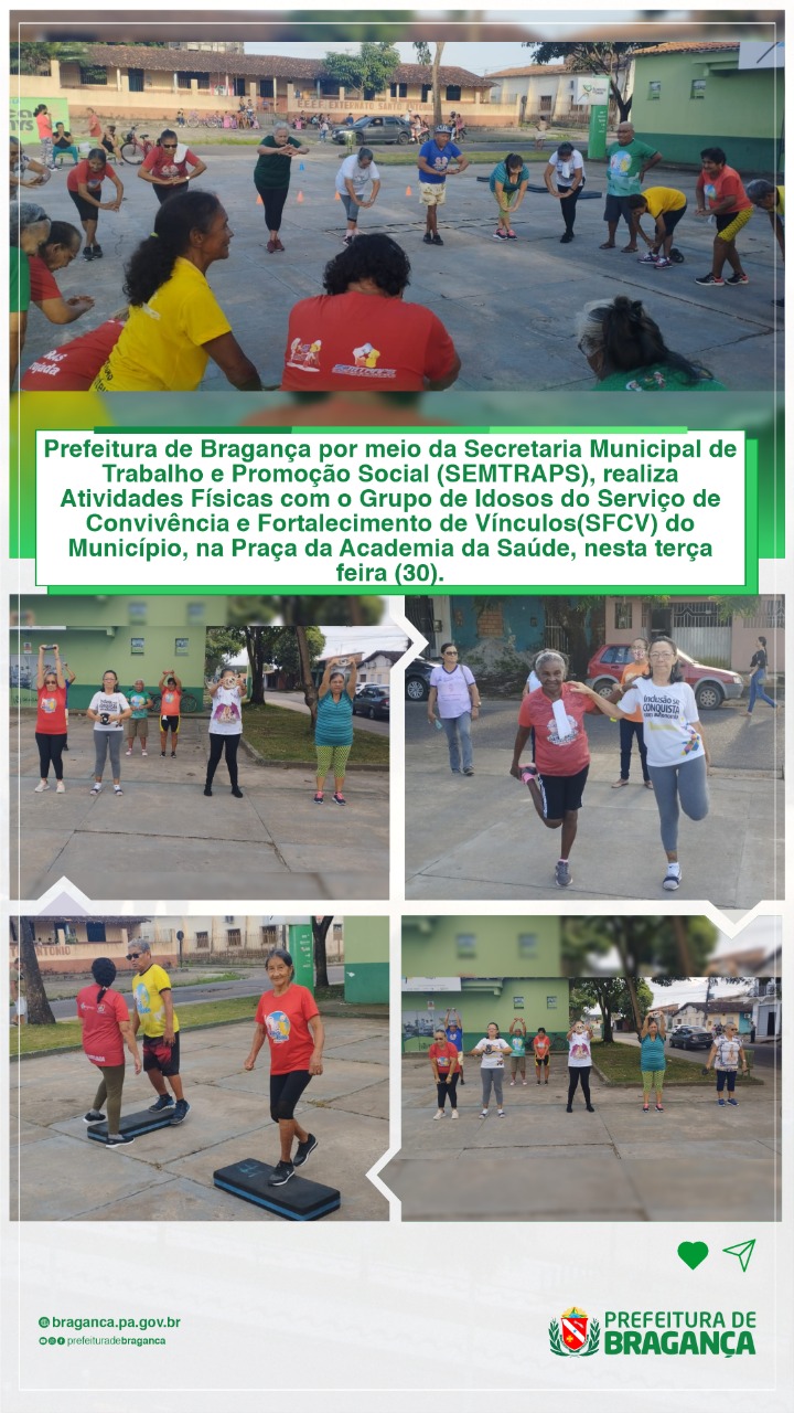 ATIVIDADES FÍSICAS COM O GRUPO DE IDOSOS DO SERVIÇO DE CONVIVÊNCIA E FORTALECIMENTO DE VÍNCULOS.