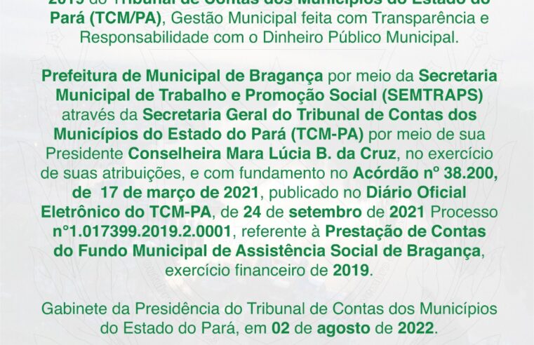 SEMTRAPS RECEBE O ALVARÁ DE QUITAÇÃO FINANCEIRO DO EXERCÍCIO DE 2019.