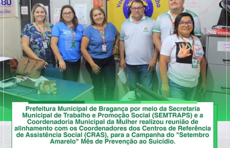 REUNIÃO COM OS COORDENADORES DOS CRAS, PARA A CAMPANHA DO SETEMBRO AMARELO.