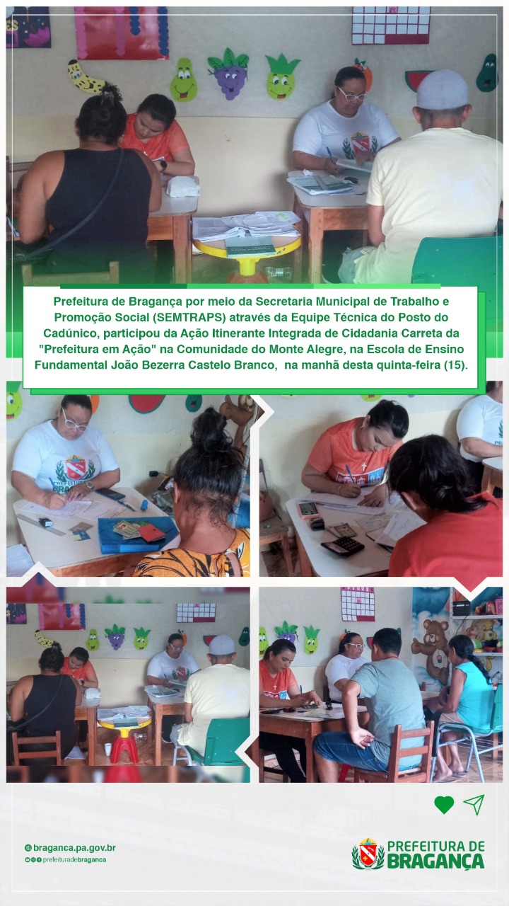 AÇÃO ITINERANTE INTEGRADA DE CIDADANIA NA COMUNIDADE DO MONTE ALEGRE