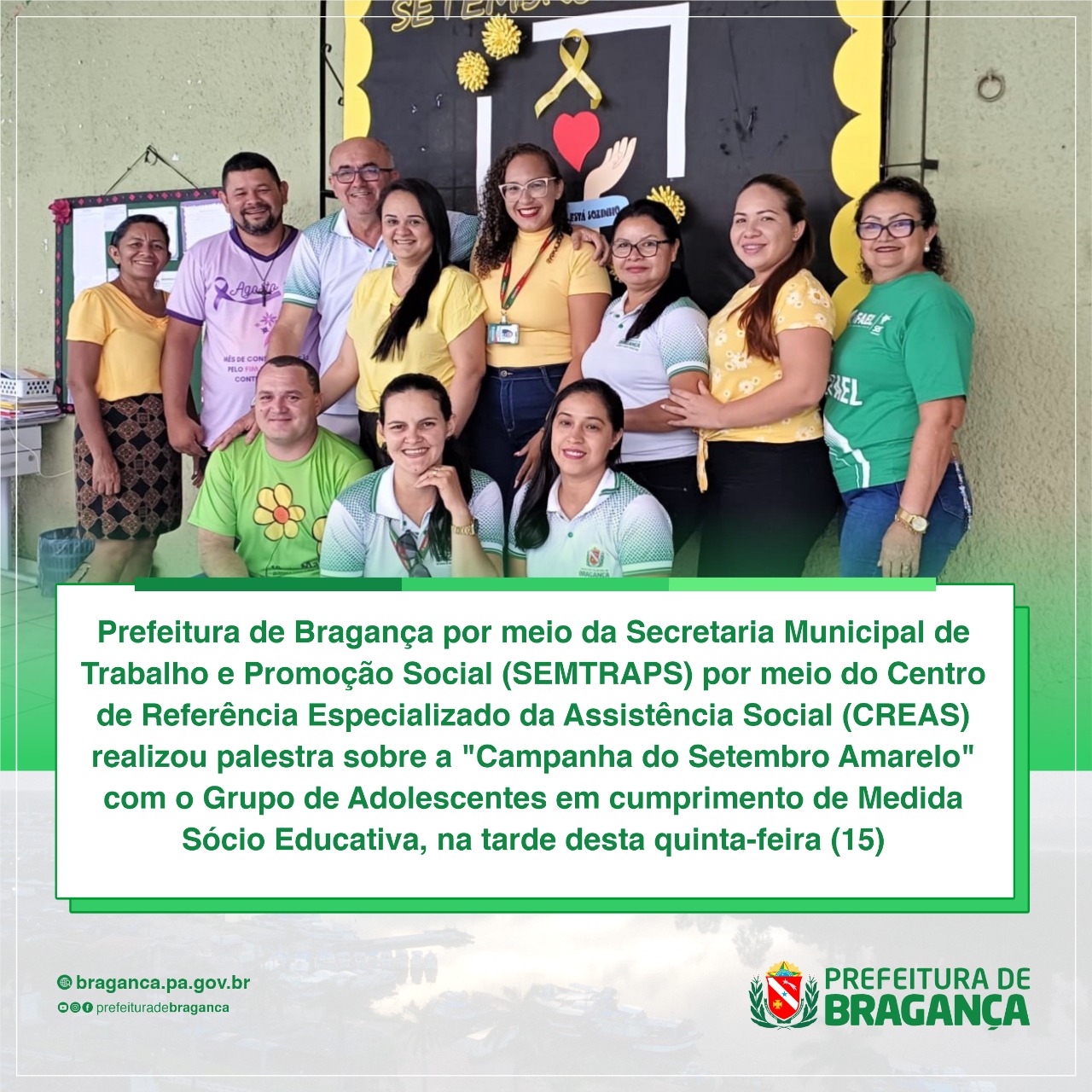 PALESTRA SOBRE A “CAMPANHA DO SETEMBRO AMARELO” COM O GRUPO DE ADOLESCENTES EM CUMPRIMENTO DE MEDIDA SÓCIO EDUCATIVA.