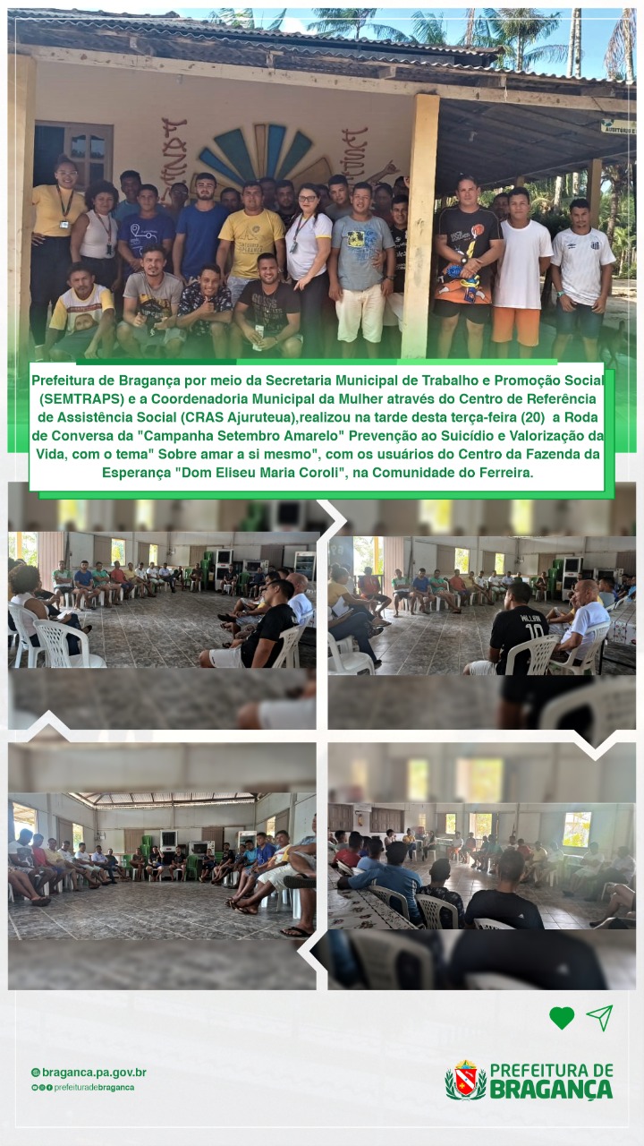 RODA DE CONVERSA PREVENÇÃO AO SUICÍDIO E VALORIZAÇÃO DA VIDA.