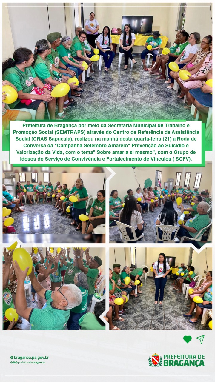RODA DE CONVERSA DA CAMPANHA SETEMBRO AMARELO COM O GRUPO DE IDOSOS DO SCFV.