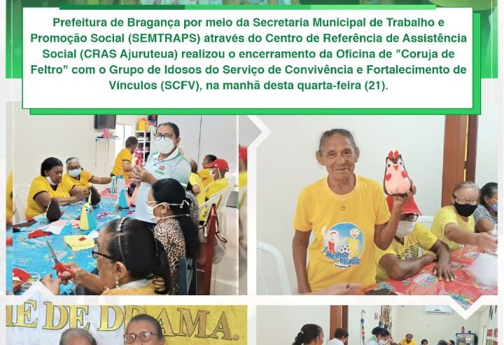 ENCERRAMENTO DA OFICINA DE CORUJA DE FELTRO COM O GRUPO DE IDOSOS DO SCFV.