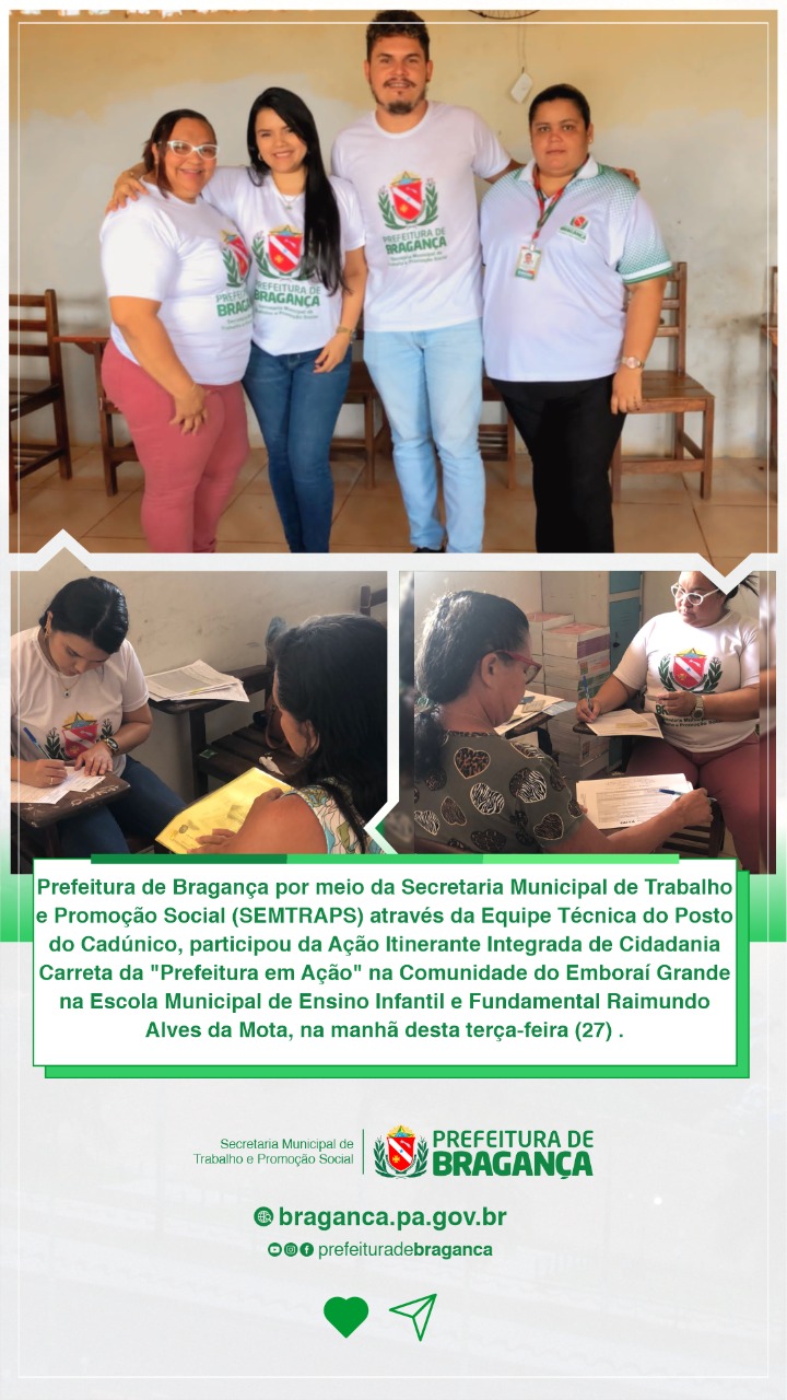 Ação Itinerante Integrada de Cidadania na Comunidade do Emboraí Grande.