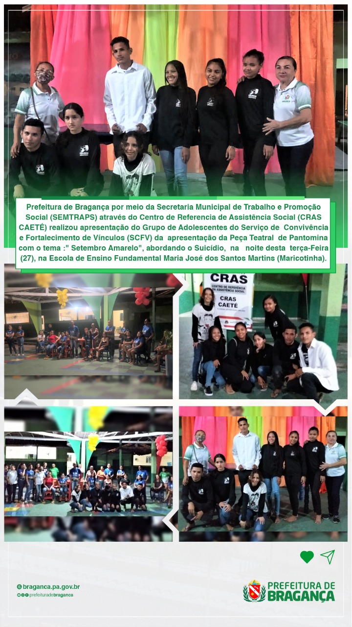 Apresentação da Peça Teatral de Pantomina com o tema : Setembro Amarelo.