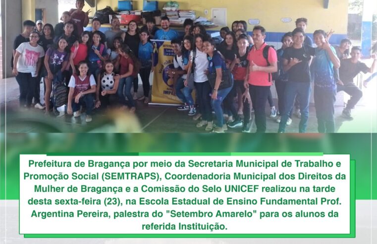 Palestra do “Setembro Amarelo na Escola Argentina Pereira.