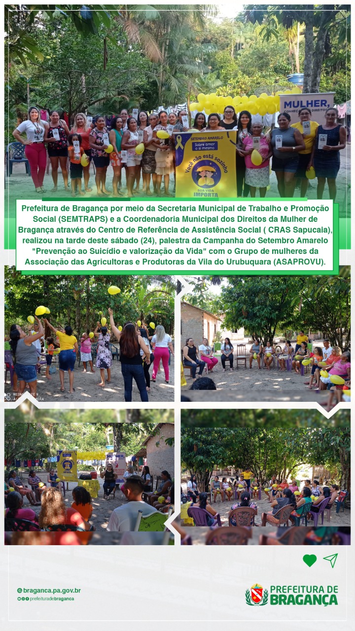Palestra da Campanha do Setembro Amarelo na Associação das Agricultoras e Produtoras da Vila do Urubuquara.