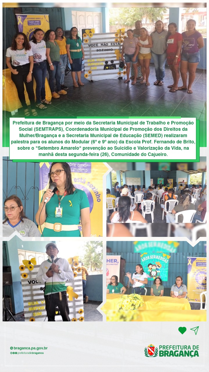 Palestra sobre o Setembro Amarelo, prevenção ao Suicídio e Valorização da Vida, na Comunidade do Cajueiro.