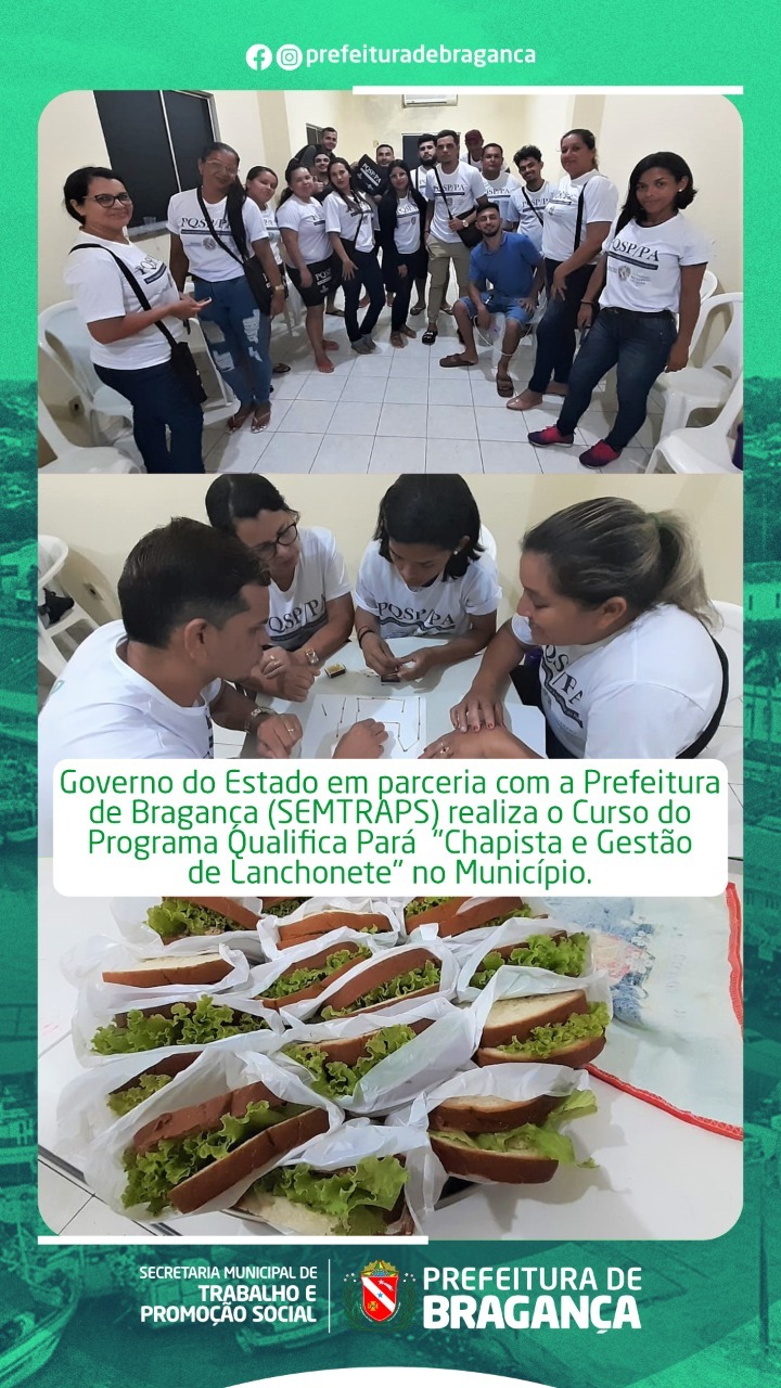 Curso de Chapista e Gestão de Lanchonete.