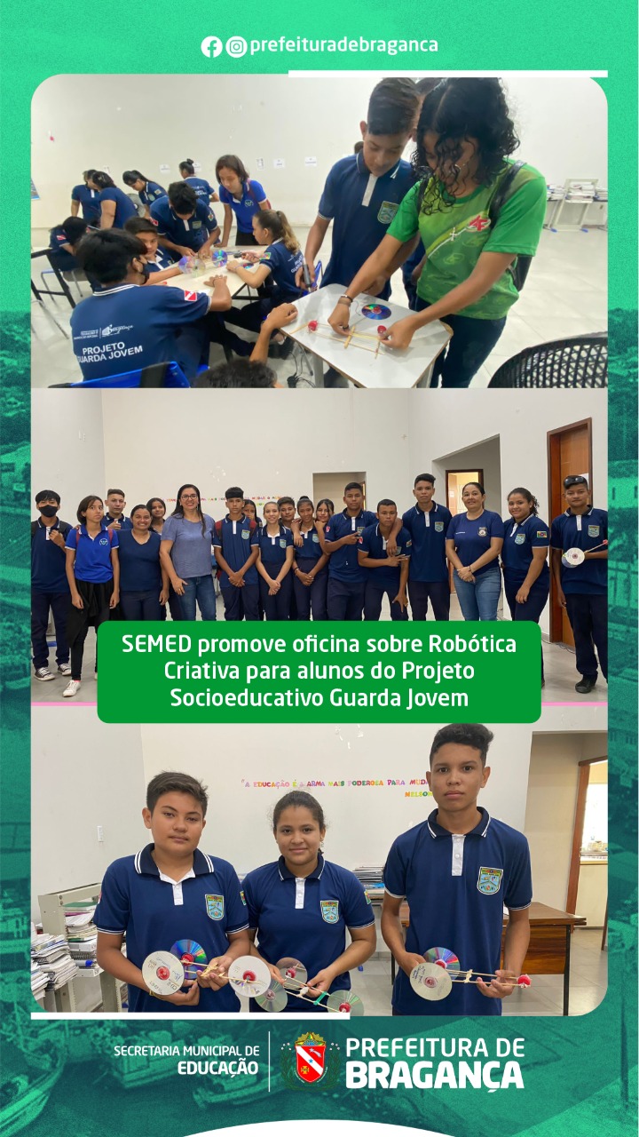 Oficina sobre Robótica Criativa para alunos do  Guarda Jovem.
