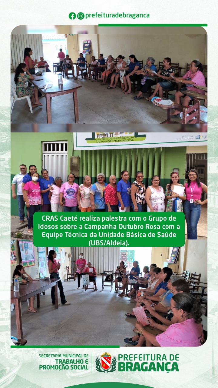 PALESTRA COM O GRUPO DE IDOSOS SOBRE A CAMPANHA DO OUTUBRO ROSA UBS/ALDEIA.