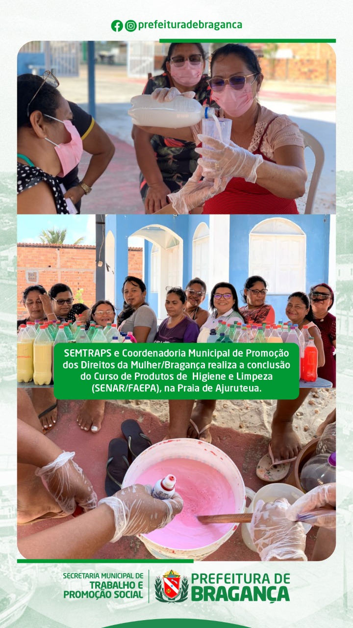 Conclusão do Curso de produtos de Higiene e Limpeza na praia de Ajuruteua.