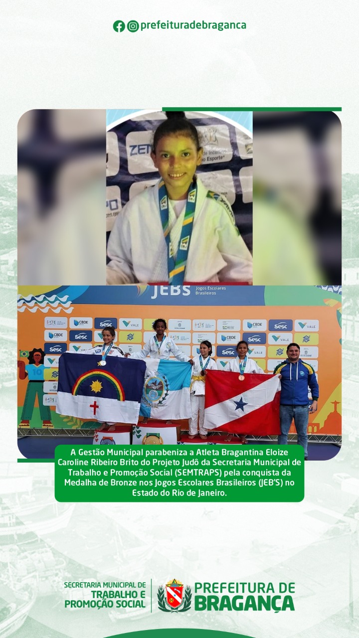 Parabéns Eloize Caroline Ribeiro Brito, bronze nos Jogos Escolares Brasileiros