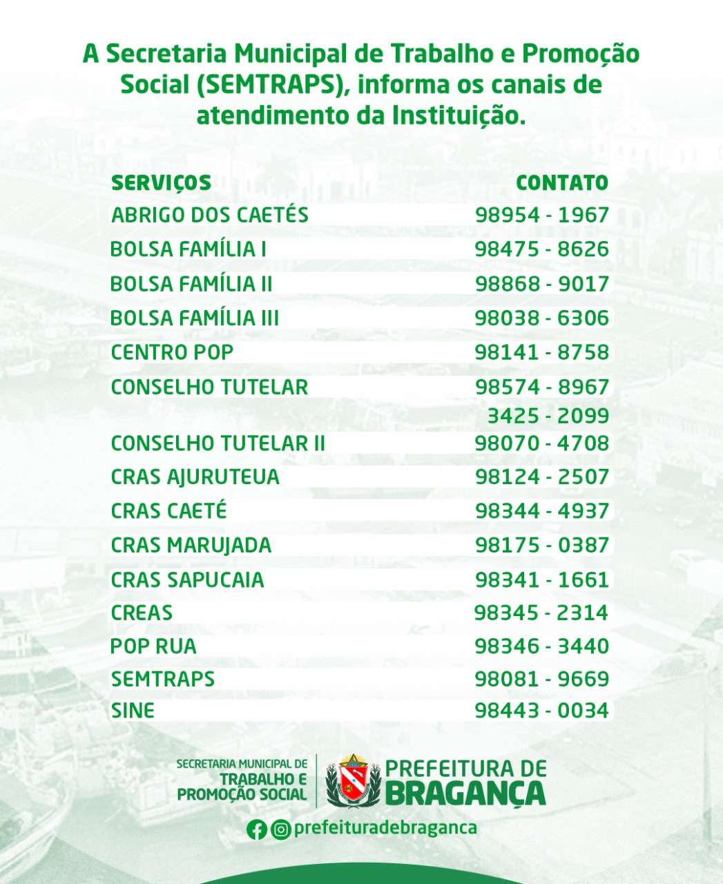 Canais de atendimento SEMTRAPS